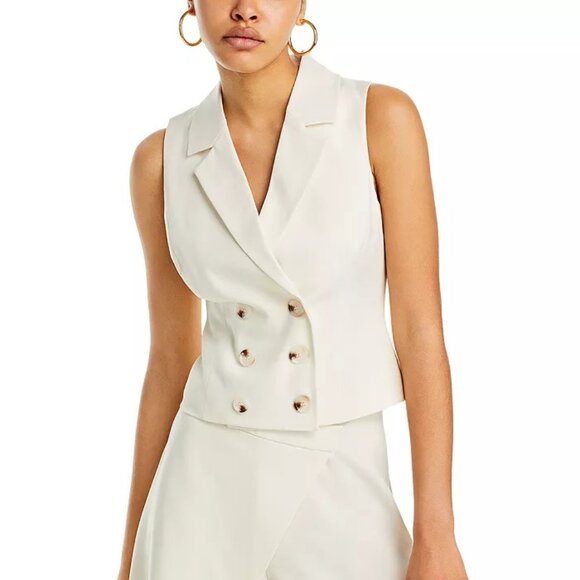 AQUA Double-Breasted Vest Ivory L NWT - Picture 1 of 8